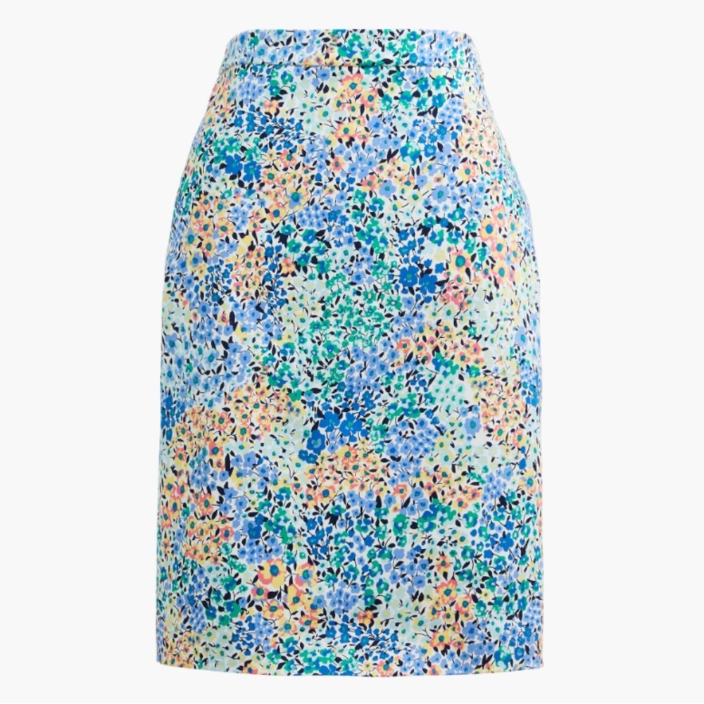 NWT New J. Crew Spring Floral Colorful Print Mini Midi Pencil Wiggle Skirt Sz 8